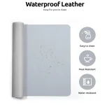 Non-Slip Waterproof PU Leather Mouse Pad – Light Grey