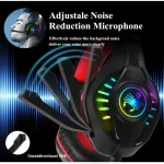 SVYHUOK GM-8 Over-Ear Gaming Headphones with RGB Lights – Surround Sound Bass – Black Red