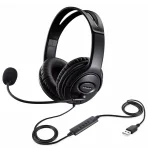 Wired USB Headset with Microphone – Black – Full Ear Cups