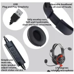 Wired USB Headset with Microphone – Black – Full Ear Cups