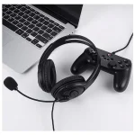 Wired USB Headset with Microphone – Black – Full Ear Cups