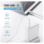 70W – USB C Power Adapter Charger for MacBook Pro M1 M2 M3 M4 and Type C Devices – White