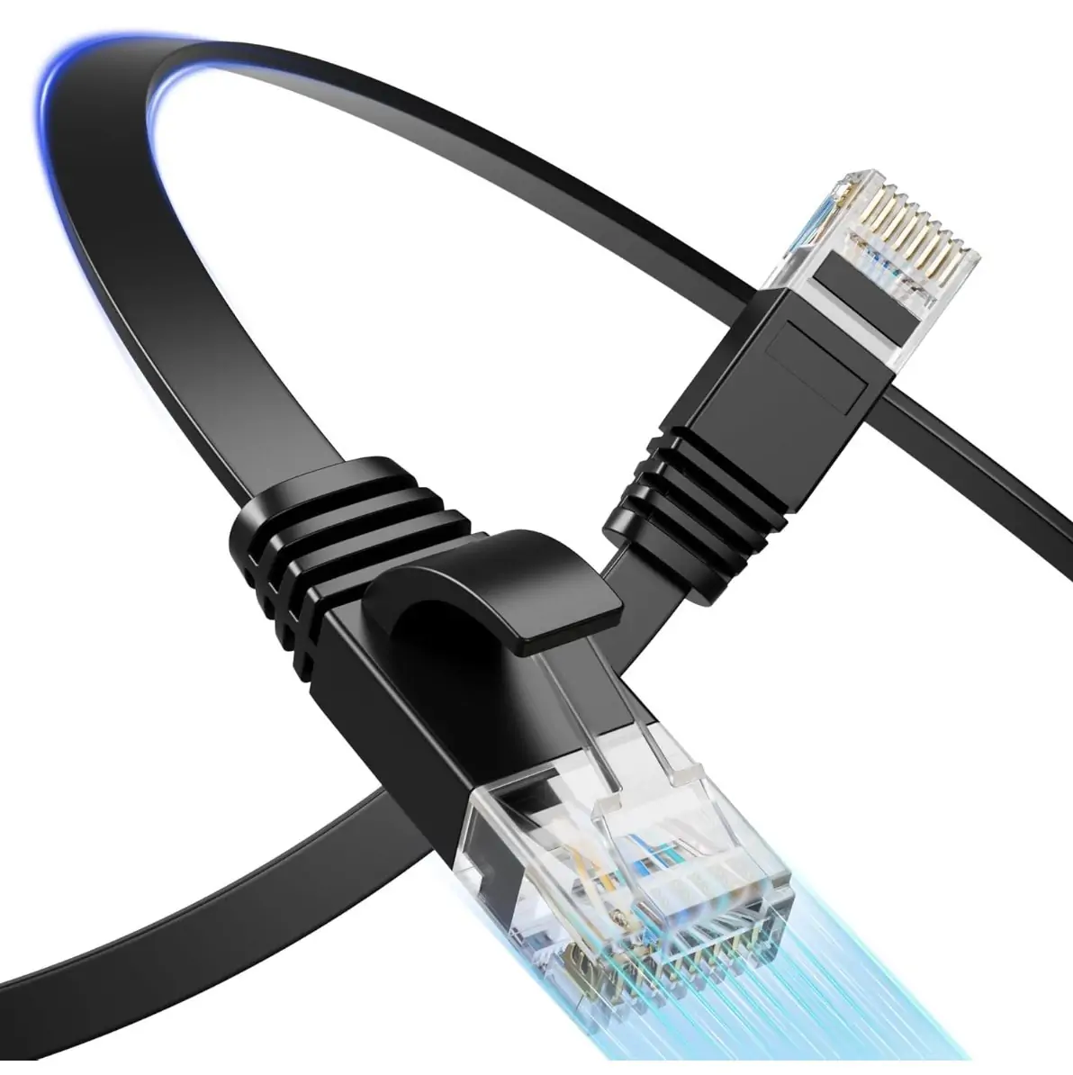 Flat UTP 10Gbps High-Speed Cat6 Ethernet Cable - Black