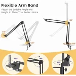 Heavy Duty Studio Suspension Scissor Mic Arm Stand Kit with Shock Mount – Black