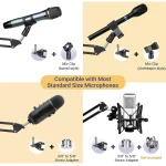 Heavy Duty Studio Suspension Scissor Mic Arm Stand Kit with Shock Mount – Black