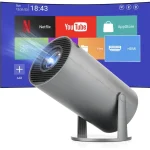 Mini Portable Projector, 4K 1080P Full HD Supported,Auto Keystone, WiFi6+Bluetooth 5.0,180°Rotatable – Built-in Android 11 – HY300PRO-Black