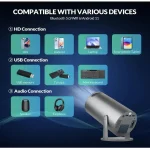 Mini Portable Projector, 4K 1080P Full HD Supported,Auto Keystone, WiFi6+Bluetooth 5.0,180°Rotatable – Built-in Android 11 – HY300PRO-Black
