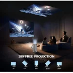 Mini Portable Projector, 4K 1080P Full HD Supported,Auto Keystone, WiFi6+Bluetooth 5.0,180°Rotatable – Built-in Android 11 – HY300PRO-Black