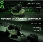 Phoinkas H-7 Wired Over Ear Gaming Headset with 7.1 Surround Sound – Noise Cancelling Flexible Mic – Dark Green Sage