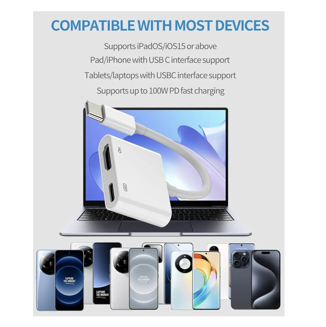 2 in 1 Digital AV Converter - USB C to HDMI and PD Charging Cable - Screen Mirroring and Iphone Compatible1