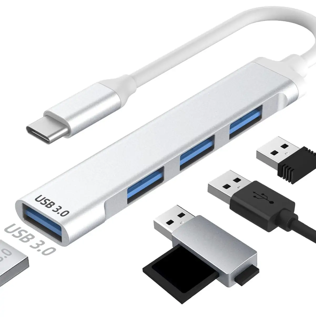 4 Ports Type C to Multiple USB Hub - USB 3.0:3.1 - Thunderbolt 3:4 - White1