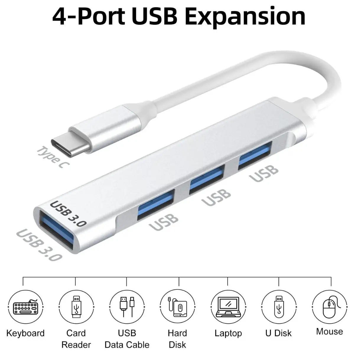 4 Ports Type C to Multiple USB Hub - USB 3.0:3.1 - Thunderbolt 3:4 - White2 4 Ports Type C to Multiple USB Hub - USB 3.0:3.1 - Thunderbolt 3:4 - White2