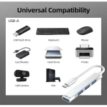 4 Ports Type C to Multiple USB Hub – USB 3.0:3.1 – Thunderbolt 3:4 – White
