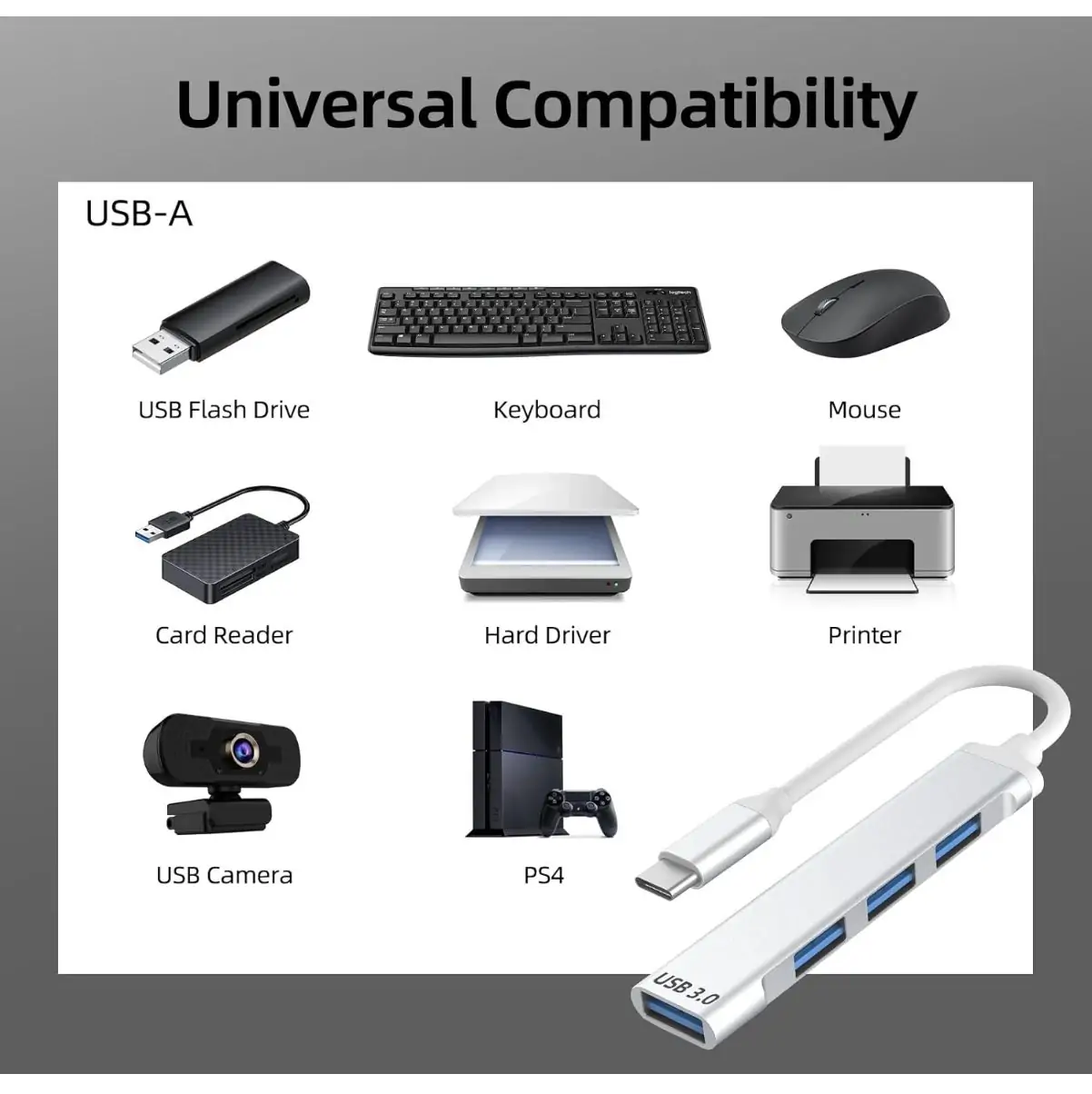 4 Ports Type C to Multiple USB Hub - USB 3.0:3.1 - Thunderbolt 3:4 - White3 4 Ports Type C to Multiple USB Hub - USB 3.0:3.1 - Thunderbolt 3:4 - White3