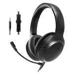 Avantalk Aria Line M – Wired Over-Ear Headphones with in-Line Boom Mic – Built-in Mute Switch – Volume Control – 3.5mm AUX – Black
