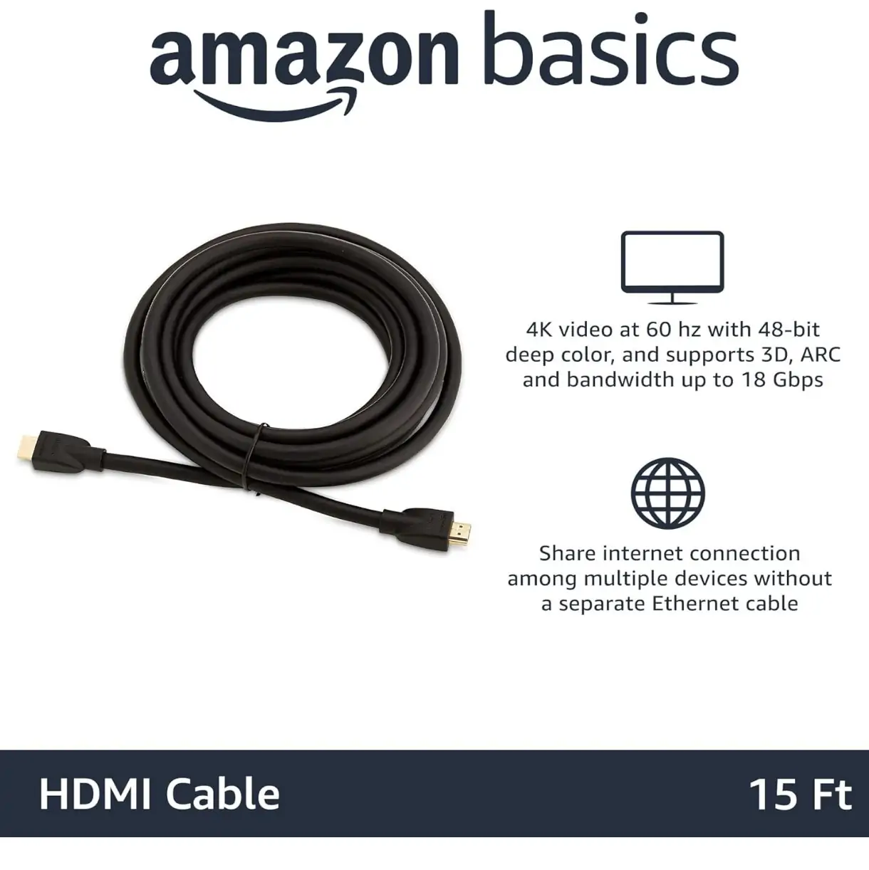 Basics High-Speed 4K HDMI 2.0 Cord - 4K@60Hz3