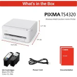 Canon PIXMA TS4320 Wireless Color Inkjet Printer for Duplex Printing – White