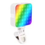 ELZO Rechargeable Selfie Light with Clip – Adjustable 10 Color Modes Up to 6500K CRI 97+, 3 Light Modes