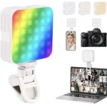 ELZO Rechargeable Selfie Light with Clip – Adjustable 10 Color Modes Up to 6500K CRI 97+, 3 Light Modes