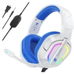 Fachixy FC200 Gaming Headset with Noise Canceling Stereo Microphone Sound – 3.5mm Jack – RGB Light – White Blue Lining