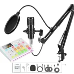 G1+BM800 Podcast Equipment Bundle – XLR Condenser Mic Scissor Kit and Audio Interface – Live Sound Card