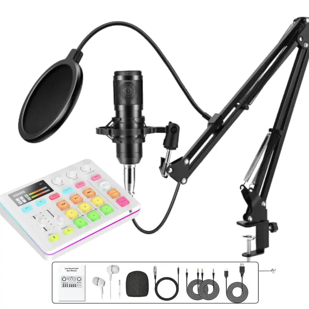 G1+BM800 Podcast Equipment Bundle - XLR Condenser Mic Scissor Kit and Audio Interface - Live Sound Card