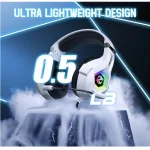 Gaming Headphone with Noise Cancelling Microphone and RGB Lighting – White