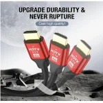 Gold-Plated 8K Compatible High Speed Hdmi 2.1 Cable – 8K@60Hz 4K@120Hz – Red