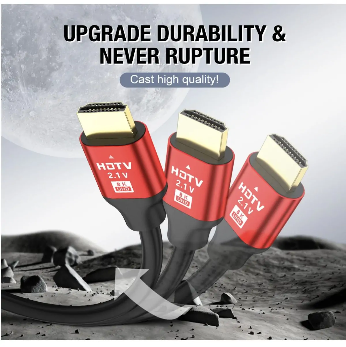 Gold-Plated 8K Compatible High Speed Hdmi 2.1 Cable - 8K@60Hz 4K@120Hz - Red1