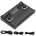 M3+BM800 Podcast Equipment Bundle – XLR Condenser Mic Scissor Kit and Audio Interface – Live Sound Card – Black