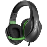 PHOINKAS Gaming Headsets with Noise-Canceling Microphone – 7.1 Surround Sound – Black Green Trim