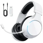 TA4000 Over-Ear Wireless Gaming Headset with ENC Mic – 60H Playtime – 2.4GHz:Bluetooth 5.3 – 3.5mm Wired Modes – White