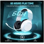 TA4000 Over-Ear Wireless Gaming Headset with ENC Mic – 60H Playtime – 2.4GHz:Bluetooth 5.3 – 3.5mm Wired Modes – White
