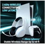 TA4000 Over-Ear Wireless Gaming Headset with ENC Mic – 60H Playtime – 2.4GHz:Bluetooth 5.3 – 3.5mm Wired Modes – White
