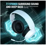 TA4000 Over-Ear Wireless Gaming Headset with ENC Mic – 60H Playtime – 2.4GHz:Bluetooth 5.3 – 3.5mm Wired Modes – White