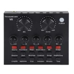 V8+BM800 Podcast Equipment Bundle – XLR Condenser Mic Scissor Kit and Audio Interface – Live Sound Card – Black