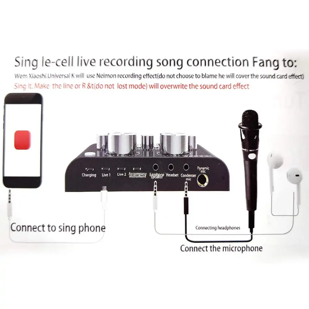 V8 Multi Functional Portable Audio Mixer - Voice Changer for Live Streaming - Black1