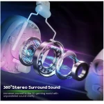 Wired Surround Sound Gaming Headphones with ENC Noise-Canceling Mic – 50mm Drivers – Soft Memory Foam Earcups – Purple:White
