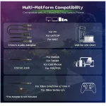Wired Surround Sound Gaming Headphones with ENC Noise-Canceling Mic – 50mm Drivers – Soft Memory Foam Earcups – Purple:White