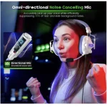 Wired Surround Sound Gaming Headphones with ENC Noise-Canceling Mic – 50mm Drivers – Soft Memory Foam Earcups – Purple:White