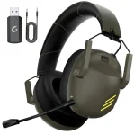 Wireless Gaming Headset with Noise Canceling Microphone – Bluetooth 5.3 – 50H Battery – Army Green