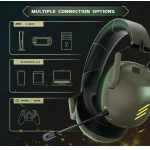 Wireless Gaming Headset with Noise Canceling Microphone – Bluetooth 5.3 – 50H Battery – Army Green