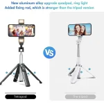 Extendable Quadrapod Selfie Stick Tripod with 2 Rechargeable Fill Lights – Bluetooth Remote – 41 Inches