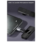 USB C Male Converter for Lavalier Microphone – Black Grey