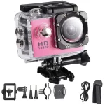 VEMONT Full HD 2.0 Inch Action Camera – 1080P 12MP 30m:98ft Underwater Waterproof with Mounting Accessories Kit – Pink