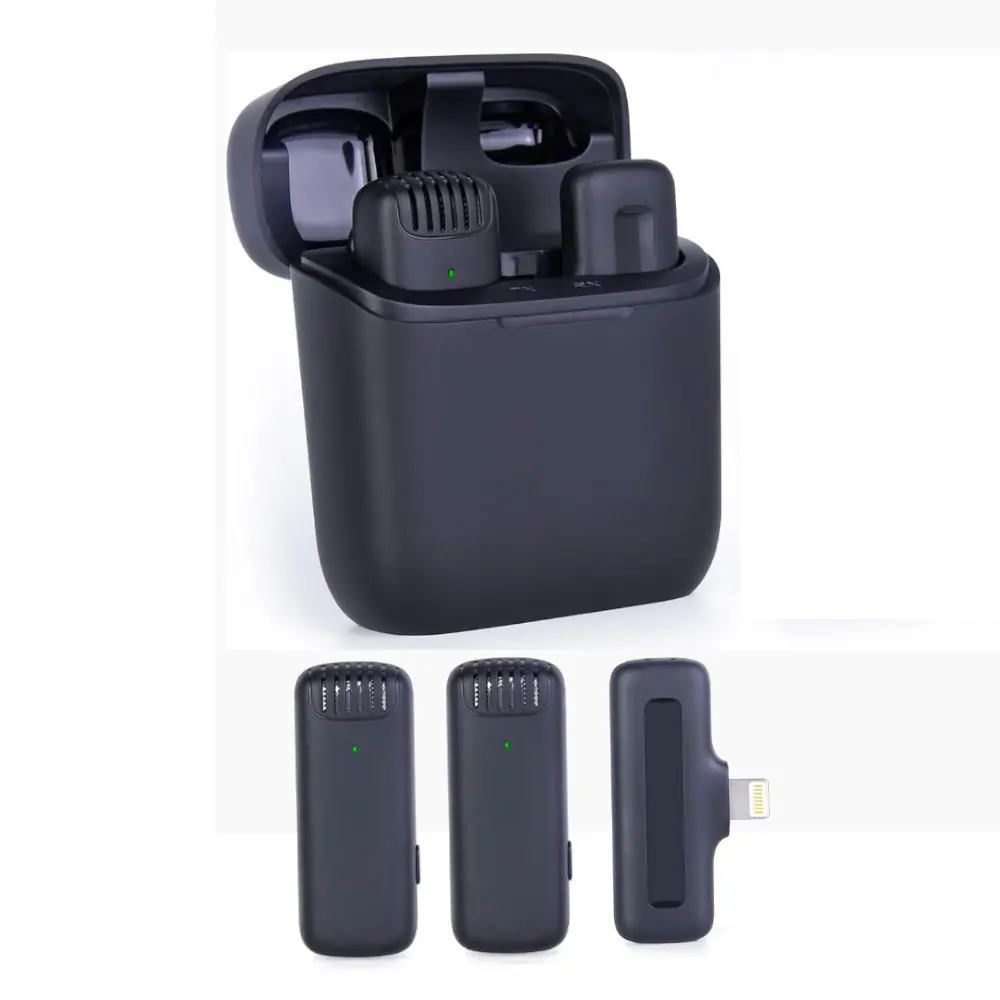 Wireless Lavalier Microphone with Charging Case - Double Mic