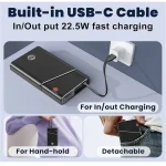 Aluminium Shell Super Fast Charging Power Bank – 22.5W PD 3.0+QC 4.0 – 20000mAh – Black