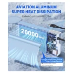 Aluminium Shell Super Fast Charging Power Bank – 22.5W PD 3.0+QC 4.0 – 20000mAh – Blue White
