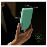 External Portable Charger – Fast Charging Power Bank – USB C in|Out – 10000mAh – Mint Greenx1