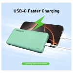 External Portable Charger – Fast Charging Power Bank – USB C in|Out – 10000mAh – Mint Greenx1